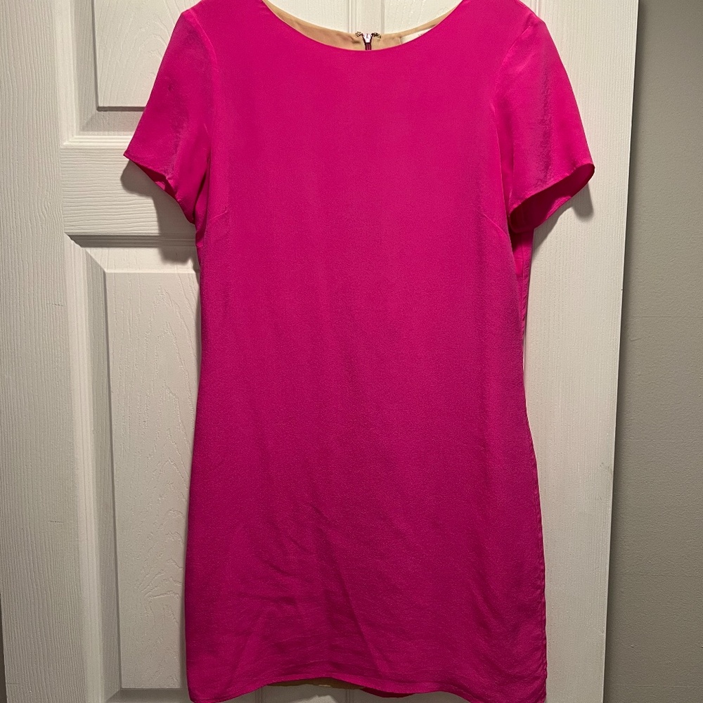 Lavender Brown Neon Pink Silk Dress